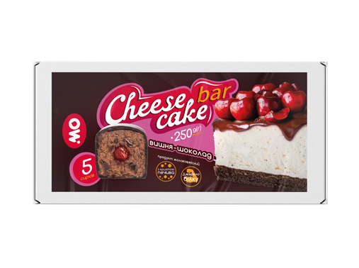 Сирок молоковмісний глазурований з цукром та печивом «Cheese cake bar» шоколад-вишня Молочний Острів 250 гр
